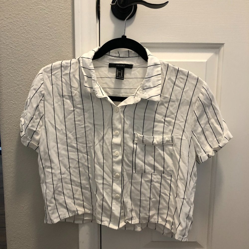 Cropped Button Up Top